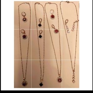 SILVER 925 - NECKLACE AND EARINGS SET WITH CRYSTALS OR PEARLS